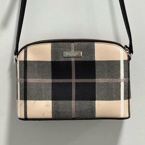 Kate Spade Crossbody Bag | Cream, Black & White Leather Plaid OS